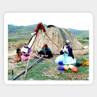 Iranian tribal women weaving Sticker